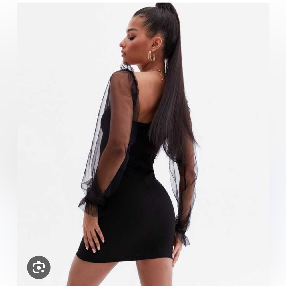 Parisian Little Black Dress Mesh Sleeves